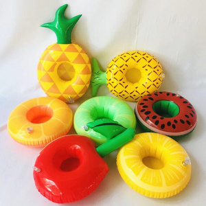 Small Cute  Plastic  Floating Cup Holder Pineapple Watermelon Flamingo Iation Drink Holder