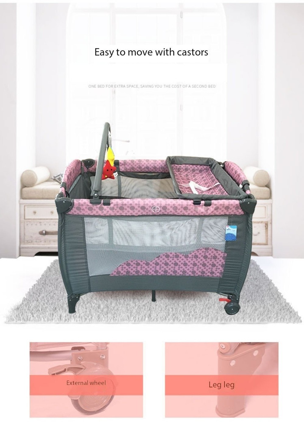 New products hot selling foldable crib portable game with mosquito net children's middle bed