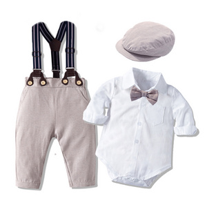 2024 Autumn Baby Clothing Sets Hat Vest Shirts Boys Outfits Elegant Toddler Kids Uniform Long Sleeve Children Clothes Suits