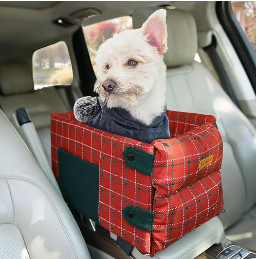 New Dogs/Cats Booster Seat,Center Console Dog Seat with Straps,Christmas travel Pet small dog Car Seats