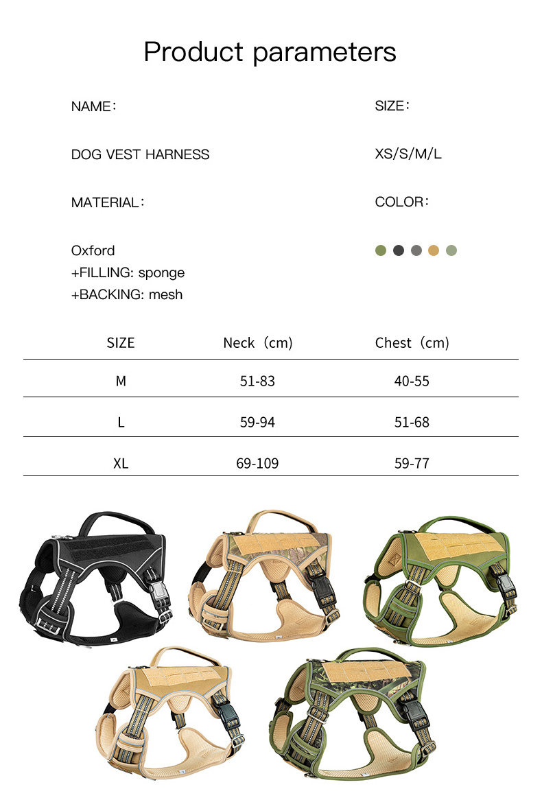 Wholesale dog vertical handle tactical chest harness,cooling vest for dogs outdoor training