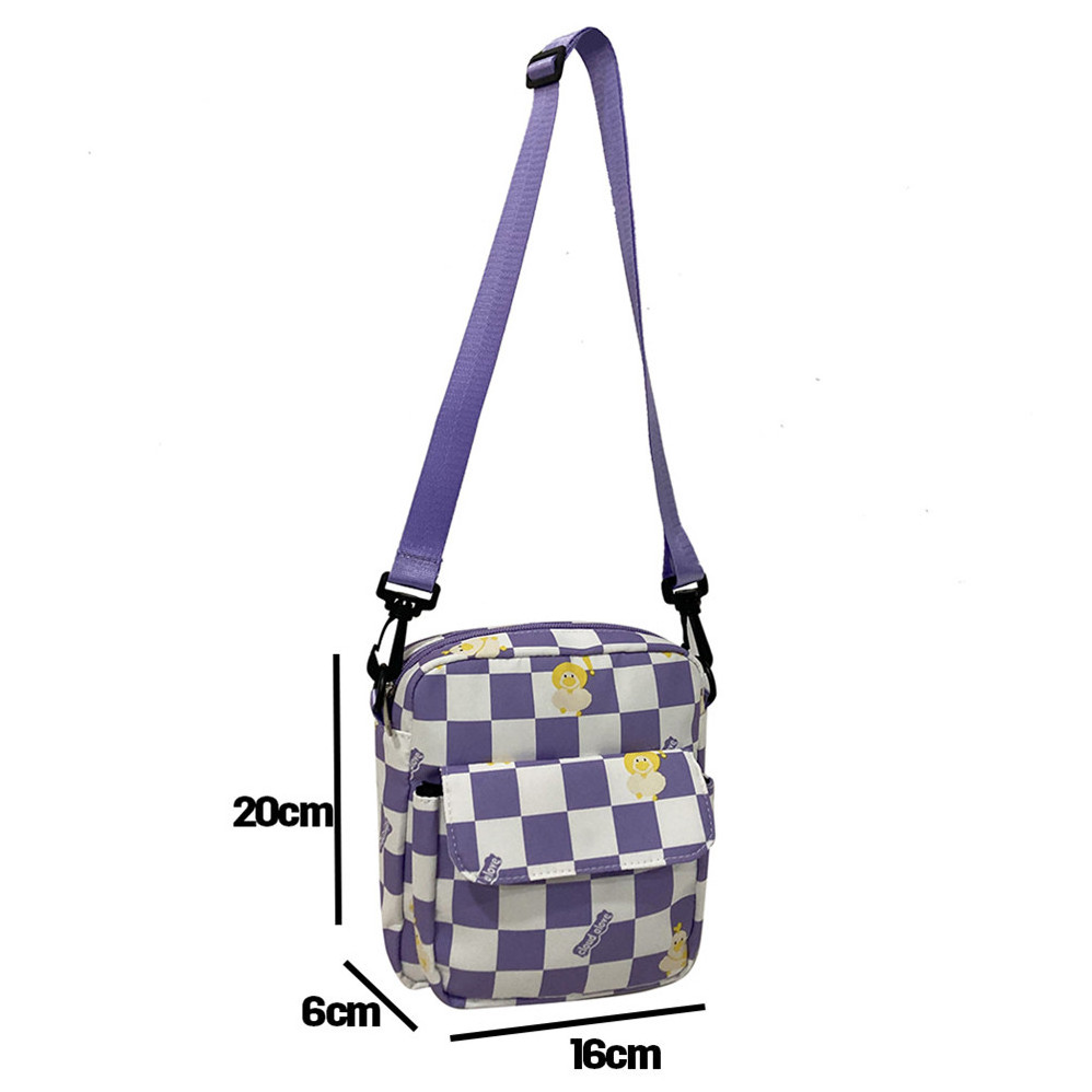 Chinese Factory Purple Green Red Custom Duck Cartoon Utility Shoulder Bag Sling Shoulder Bag Plaid Checkerboard Handbag