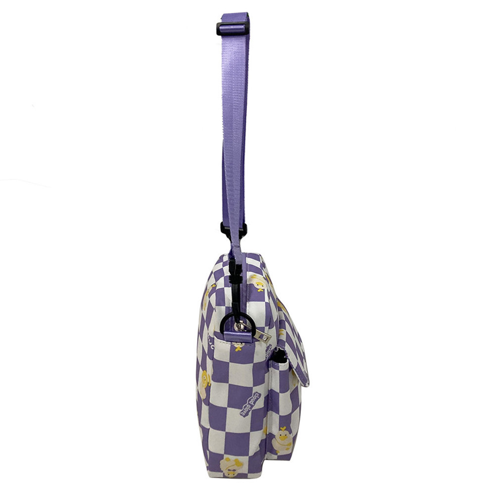 Chinese Factory Purple Green Red Custom Duck Cartoon Utility Shoulder Bag Sling Shoulder Bag Plaid Checkerboard Handbag