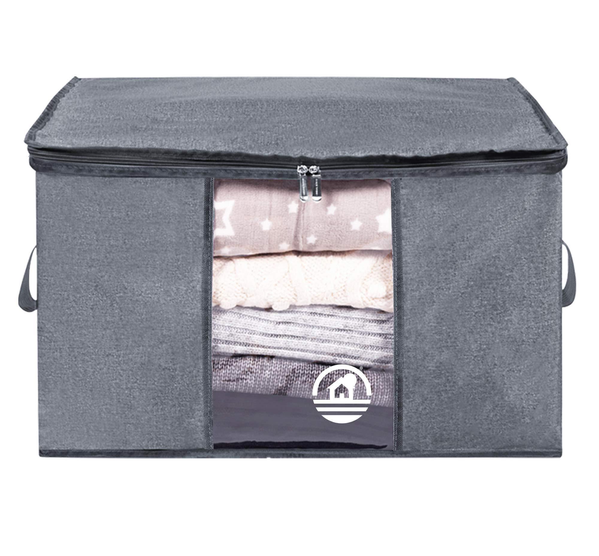 High Quality Clothes Storage Containers Grey Foldable Blanket Storage Bags for Organizing Clothing Bedroom Quilts Organizer