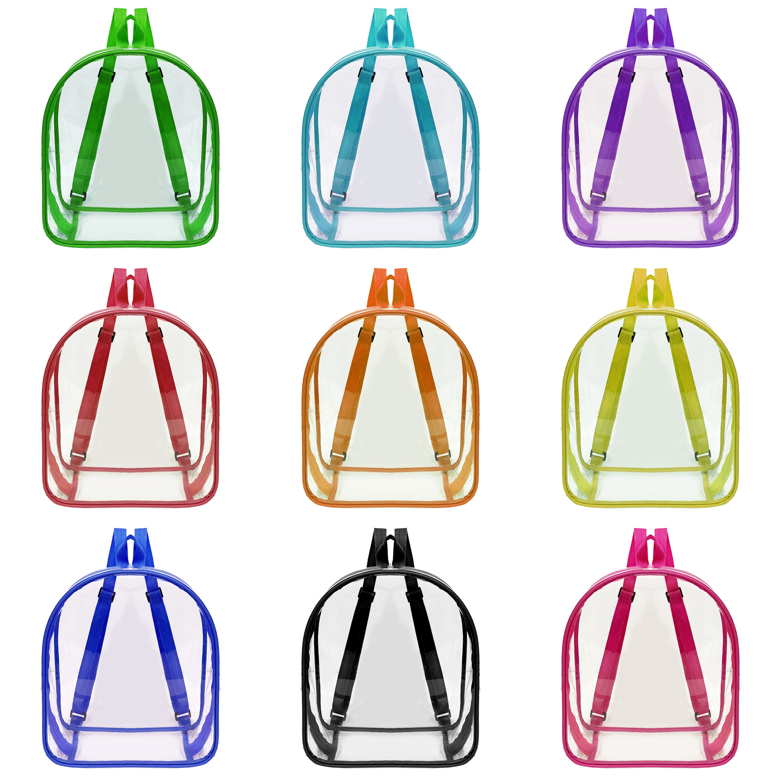 2024 Custom Logo Light Weight See Through Transparent Clear PVC Bookbag Backpack for School Work Travel