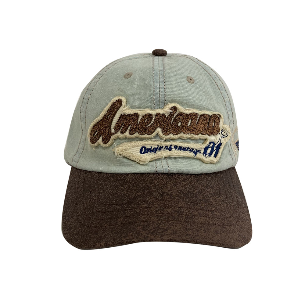 Letter Distressed Duckbill Hat Versatile For Couples Big Head Surround Small Face Cowboy Baseball Cap Female Sunshade Hat