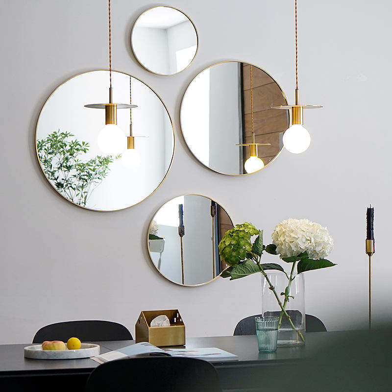 Modern bedroom wall decorated with unique and exquisite irregular oval mirror