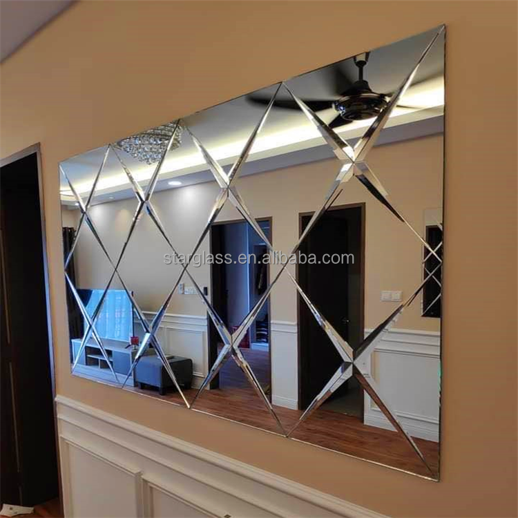 4mm diamond square wall mirror tiles for home decoration