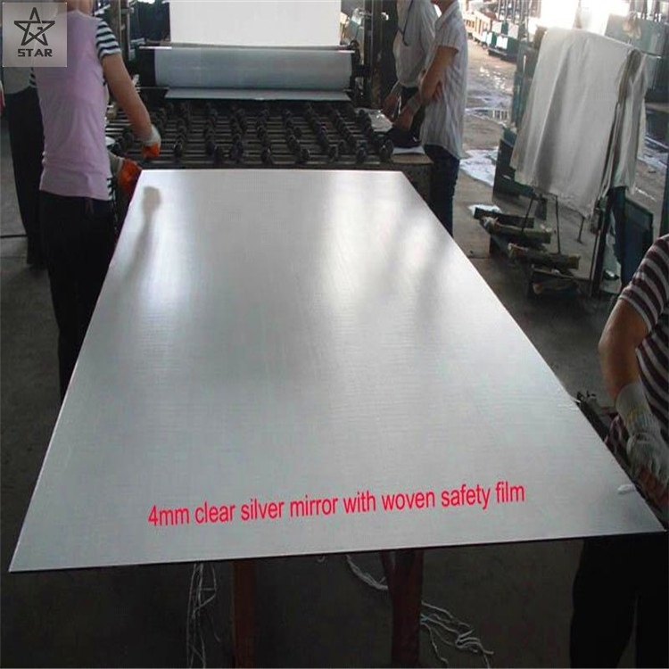 4mm clear float glass aluminum mirror sheet with vinyl back film for decoration