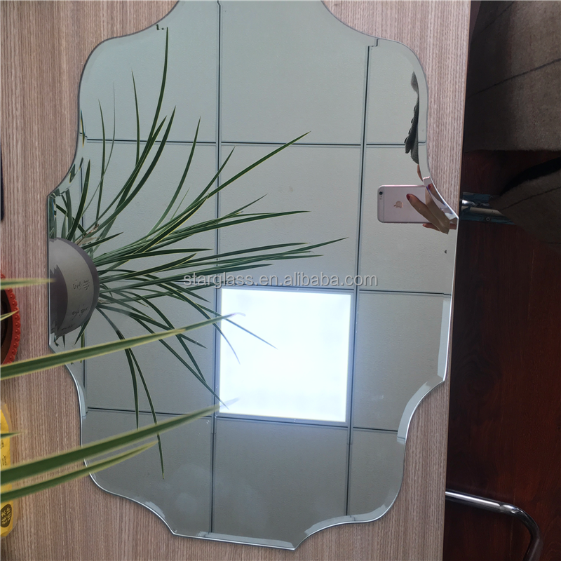 High Quality Nordic Simple Frameless Decorative Wall Mounted Irregular Mirror with Beveled Edge