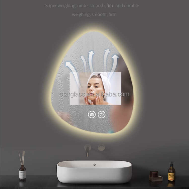 Bathroom luminous mirror led water droplets irregular shaped mirror wall-mounted washbasin bathroom mirror