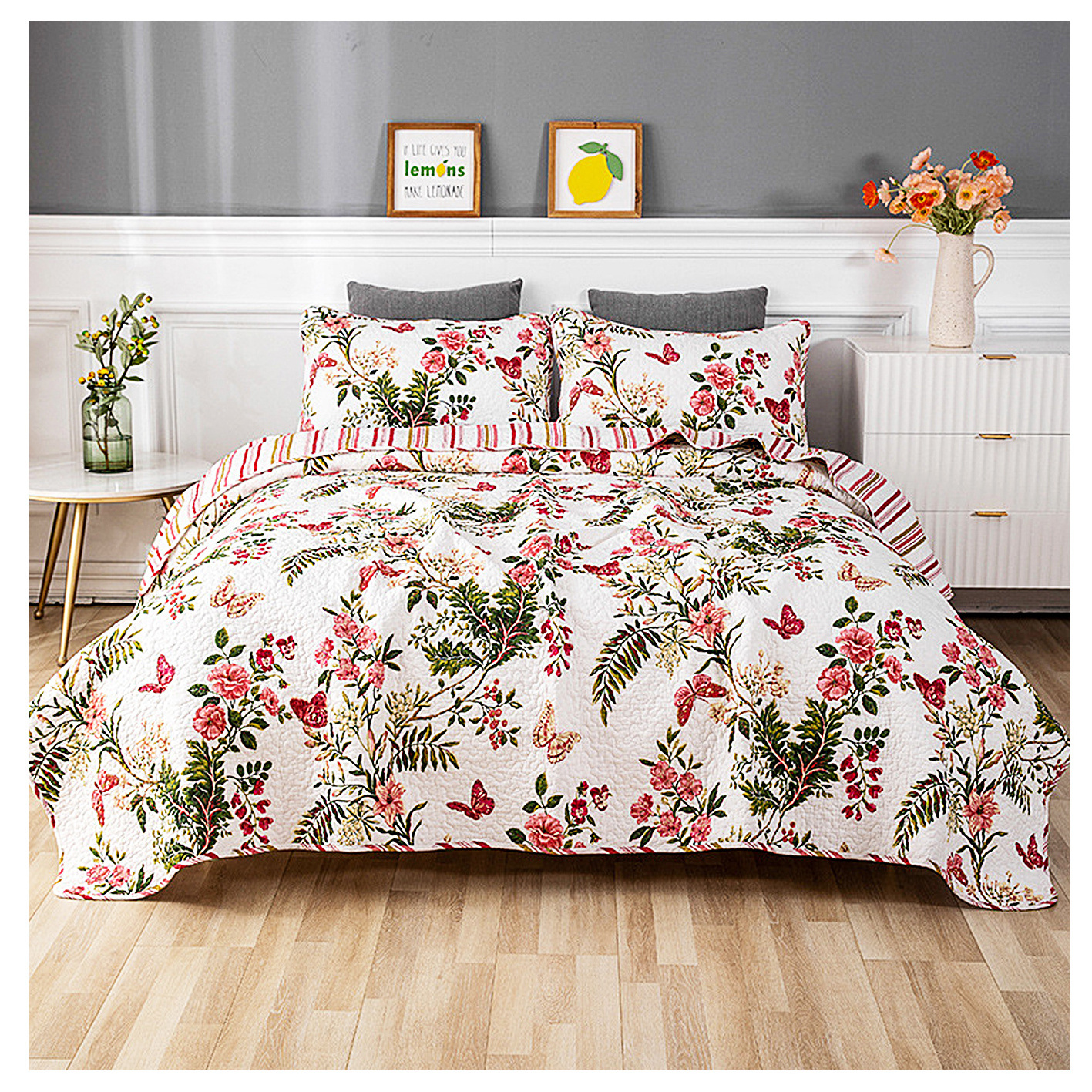 Hot Sale Source Manufacture Chinese Floral Bedspread Warm Bedspread floral kantha quilt wholesale OEM factory