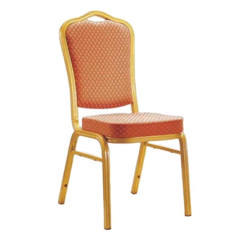 Advantage Crown Back Stacking Banquet Chair in Beige Patterned Fabric and Golden Frame