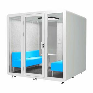 Acoustic Pod Room Small Meeting Room Pod Hush Phone Meeting Pod Open Front or Fully Enclosed for 2 To 4 Users