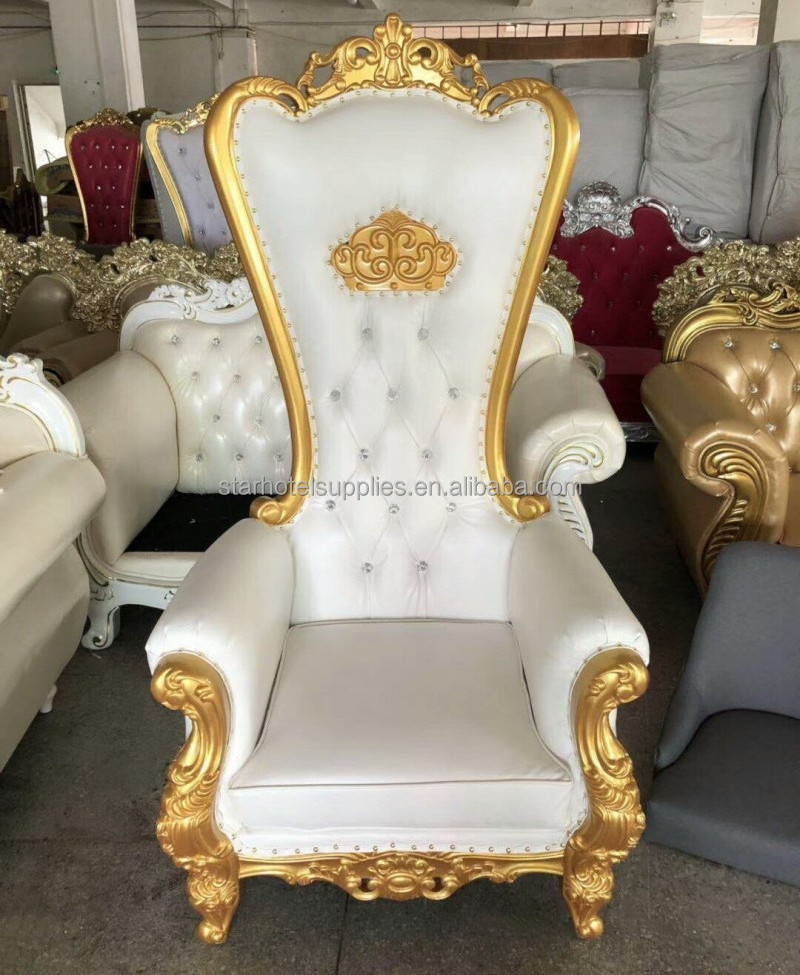 Wholesale wed event dining luxury high back king queen royal velvet thrown chairs wedding adult princess red santa throne chairs