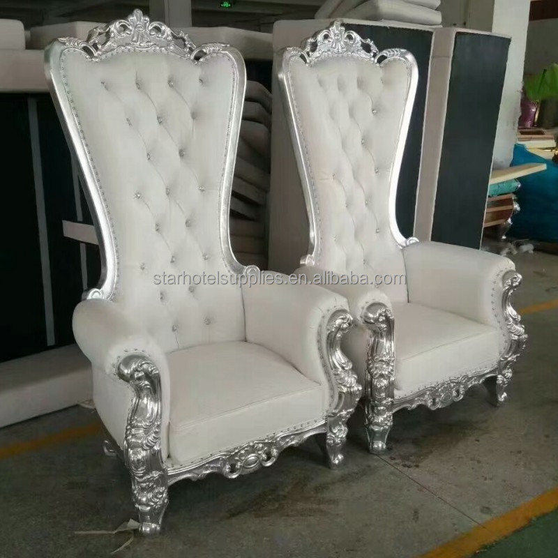 Wholesale wed event dining luxury high back king queen royal velvet thrown chairs wedding adult princess red santa throne chairs