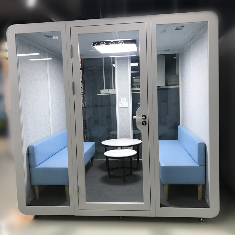 Acoustic Pod Room Small Meeting Room Pod Hush Phone Meeting Pod Open Front or Fully Enclosed for 2 To 4 Users