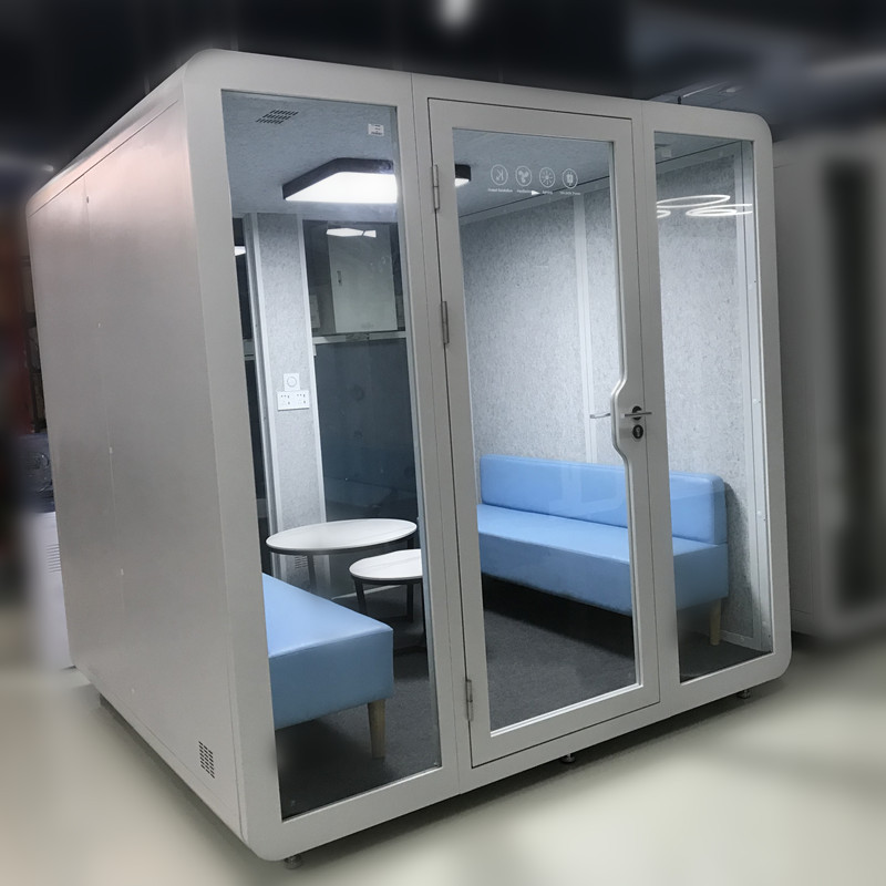 Acoustic Pod Room Small Meeting Room Pod Hush Phone Meeting Pod Open Front or Fully Enclosed for 2 To 4 Users