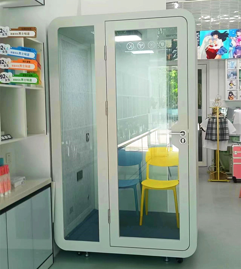 Hush booth acoustic meeting pod call booth office for a confidential phone or video call