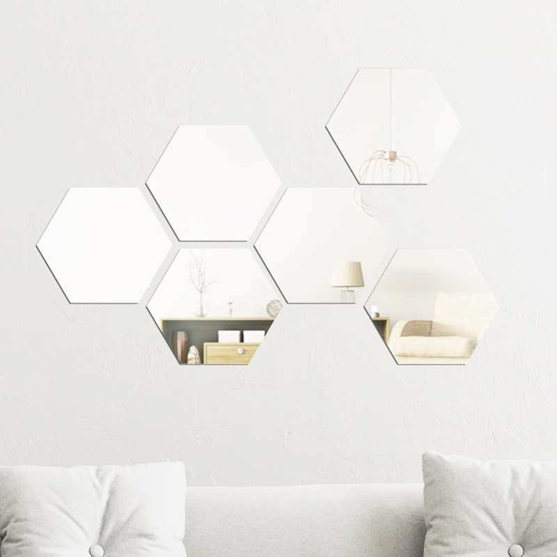 Acrylic Wall Mirror Pieces Hexagon Mirror Wall Sticker Self Adhesive Acrylic Mirror Tiles for Home Decoration