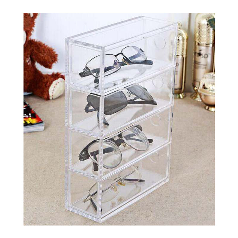 Clear Acrylic Eyewear Display Case Perspex Sunglasses Storage Drawers Lucite Eyeglasses Holder