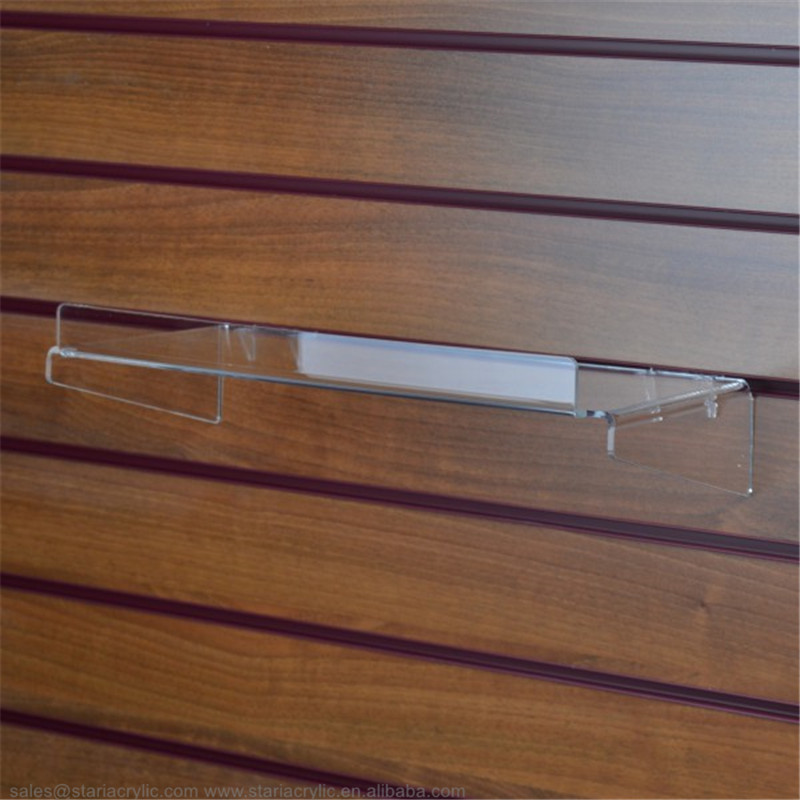 Right Angle Shelf With Lip & Rear Support Acrylic Display Shelf Clear Acrylic Slatwall Accessories.