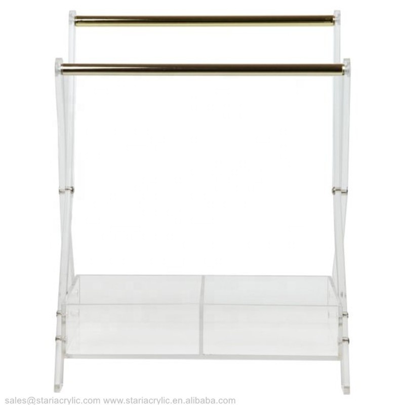 Modern Acrylic Necklace Display X Shaped Acrylic Bracelet Display Lucite Jewelry Storage Organizer with Ring Tray