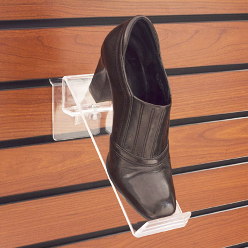 Slat Wall Acrylic Shoes Display Custom Single Acrylic Shoes Display Wall Mount Lucite Shoes Holder