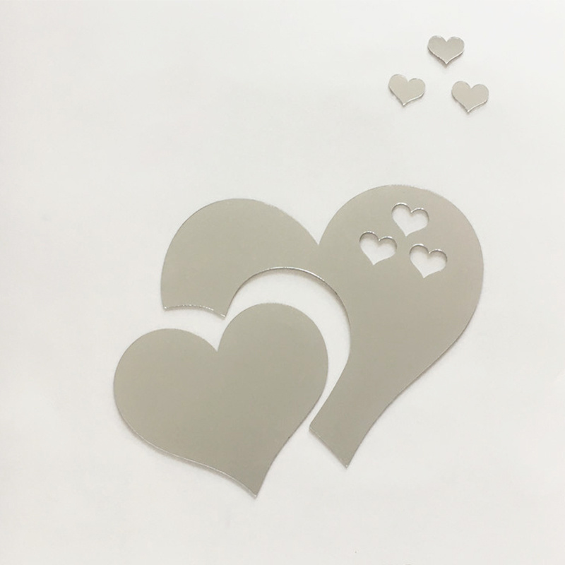 3D Love Heart Shape Acrylic Mirror Wall Stickers Home Decoration Removable Acrylic Mirror Wall Stickers