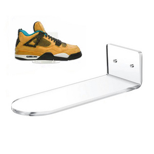 Wall Mounted Acrylic Floating Shoe Display Shelves Clear Shoe Display Rack Floating Sneaker Rack Shelf for Wall