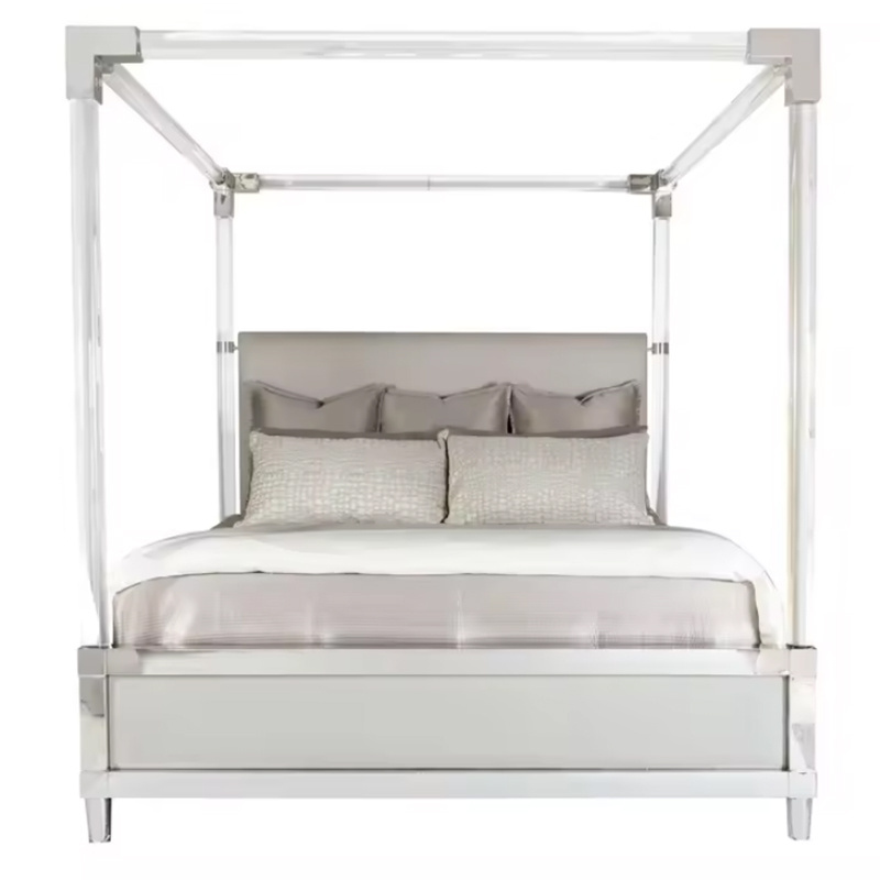 Modern Design Acrylic Canopy Bed Clear Lucite Acrylic Canopy Upholstered Bed Luxury Canopy Bed Frames