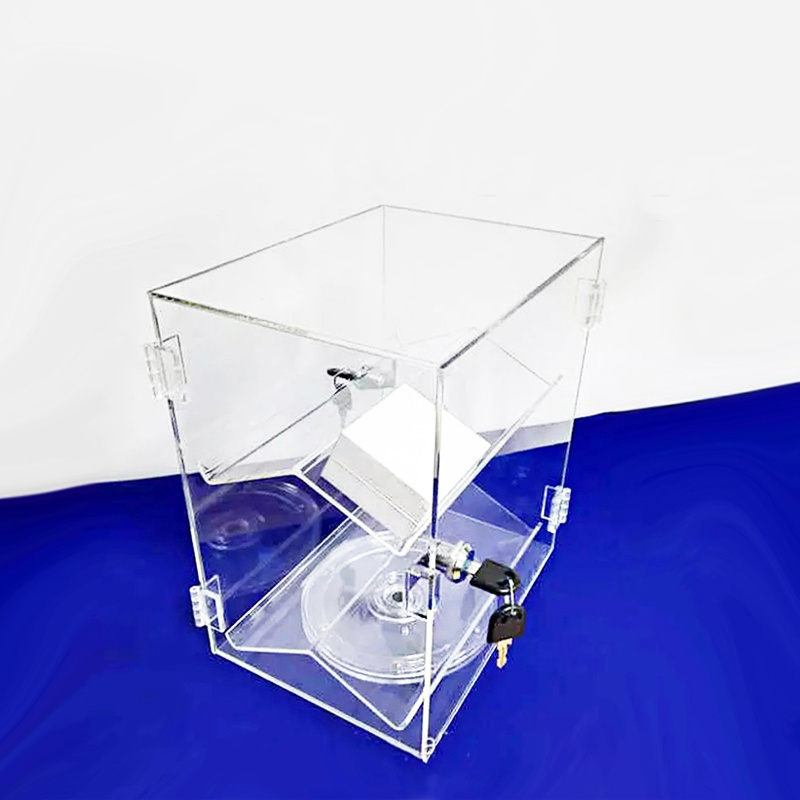 Rotating Lockable Clear Acrylic Watch Display Case  with 2 Shelves Watch Jewelry Tower Showcase Watch Display Cabinet