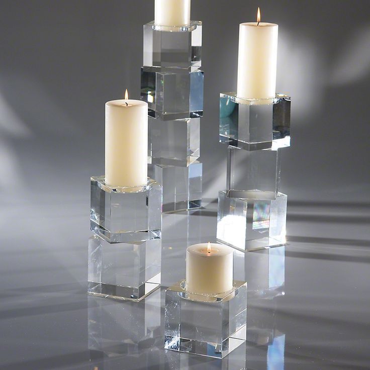 Clear acrylic perspex lucite candle holders, candlestick riser