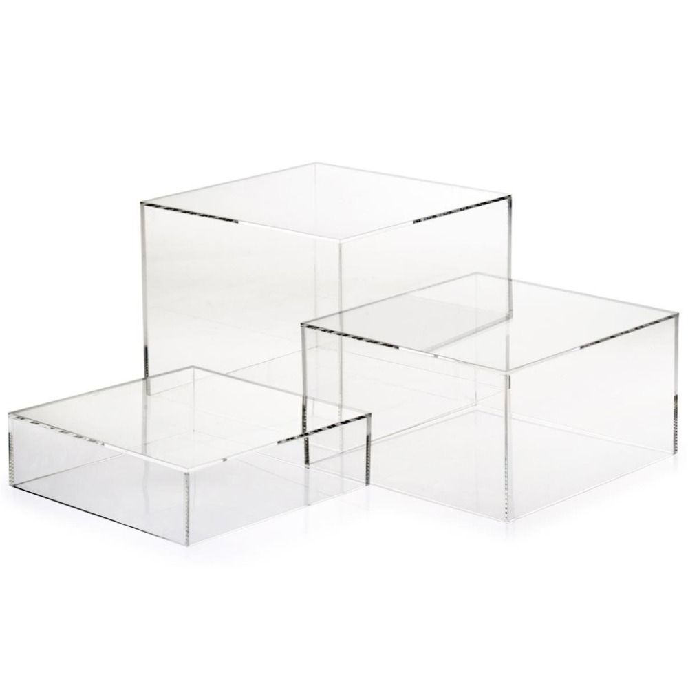 5 Sided Acrylic Cube Riser for Buffet Food Black Riser for Food Display White Clear Acrylic Display Stand for Wedding Plinth