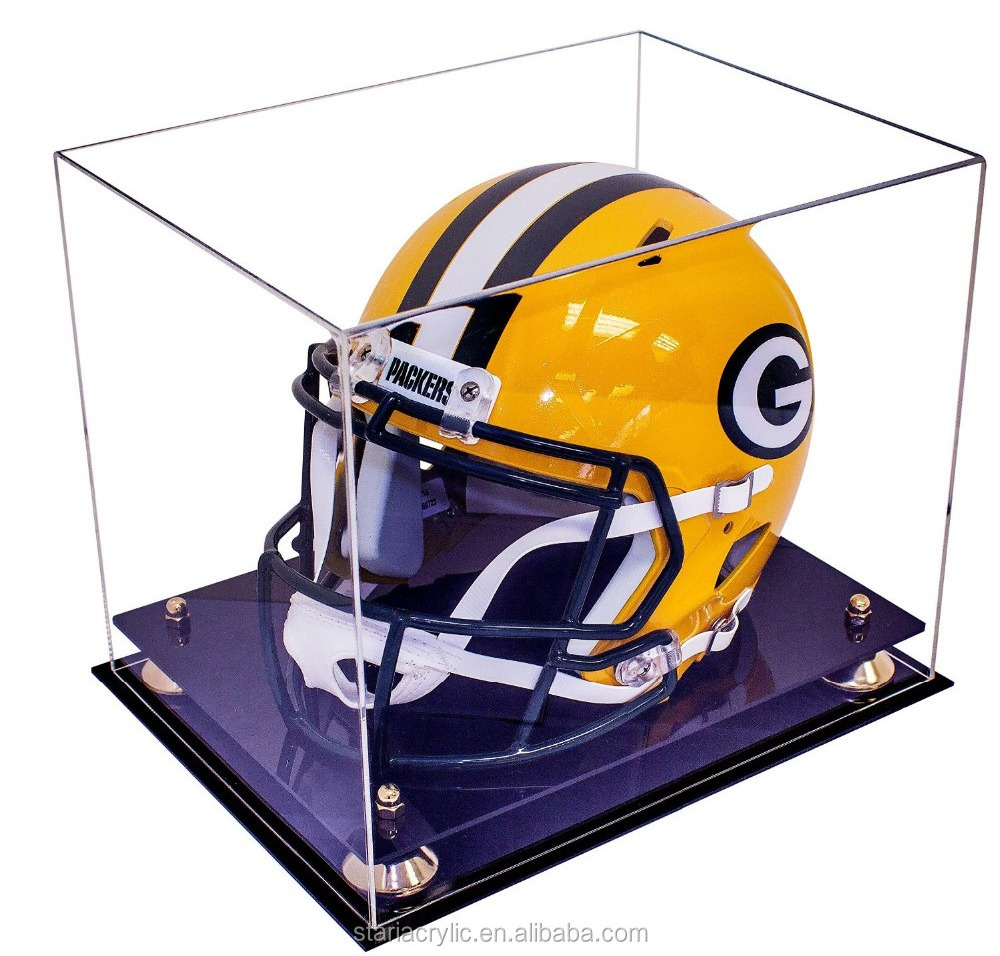 Clear Acrylic Full Size Football Helmet Display Case Box with UV Protection Fireman's Helmet Bin