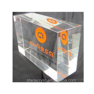 Factory Custom Acrylic Solid Display Block Lucite Clear Acrylic Logo Name Printed Block