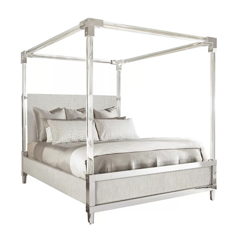 Modern Design Acrylic Canopy Bed Clear Lucite Acrylic Canopy Upholstered Bed Luxury Canopy Bed Frames