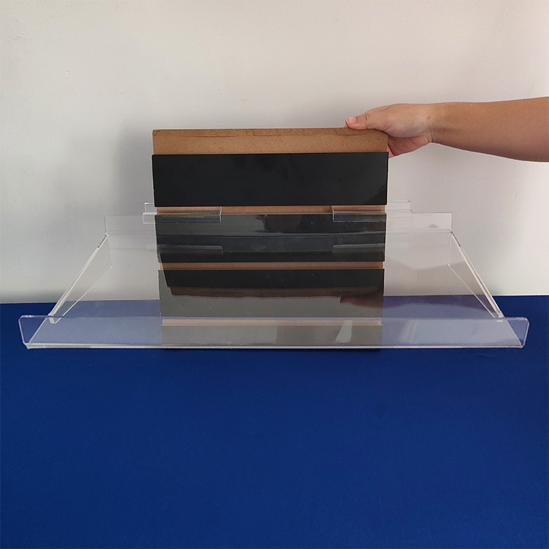 Right Angle Shelf With Lip & Rear Support Acrylic Display Shelf Clear Acrylic Slatwall Accessories.