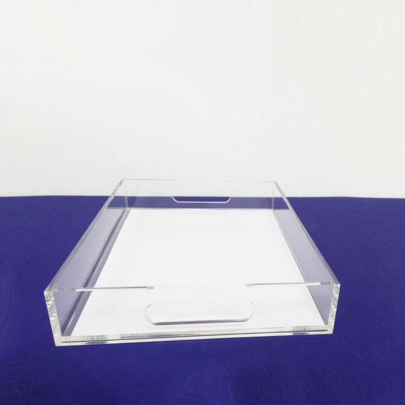 Clear Lucite Serving Breakfast Tray Acrylic Insert Trays with Handles