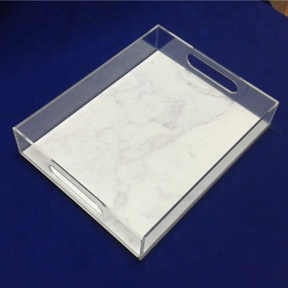 Clear Lucite Serving Breakfast Tray Acrylic Insert Trays with Handles