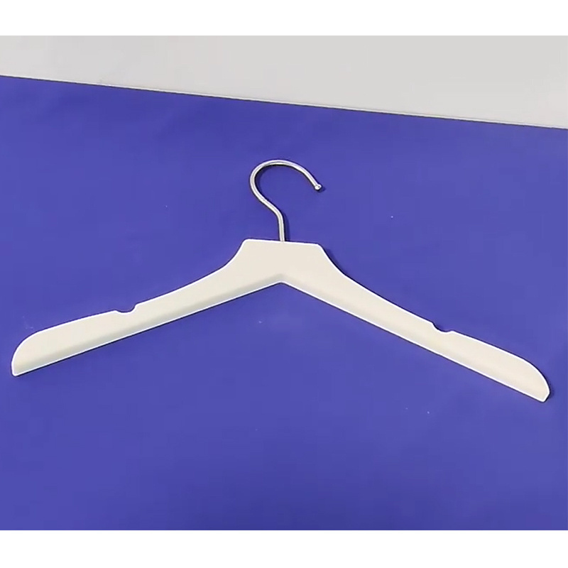 White Acrylic Clothes Hanger with Non-Slip Notches Clear Coat Garment Hanger Hook Acrylic Shirt Hanger with Silver Hook