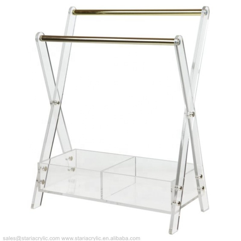 Modern Acrylic Necklace Display X Shaped Acrylic Bracelet Display Lucite Jewelry Storage Organizer with Ring Tray