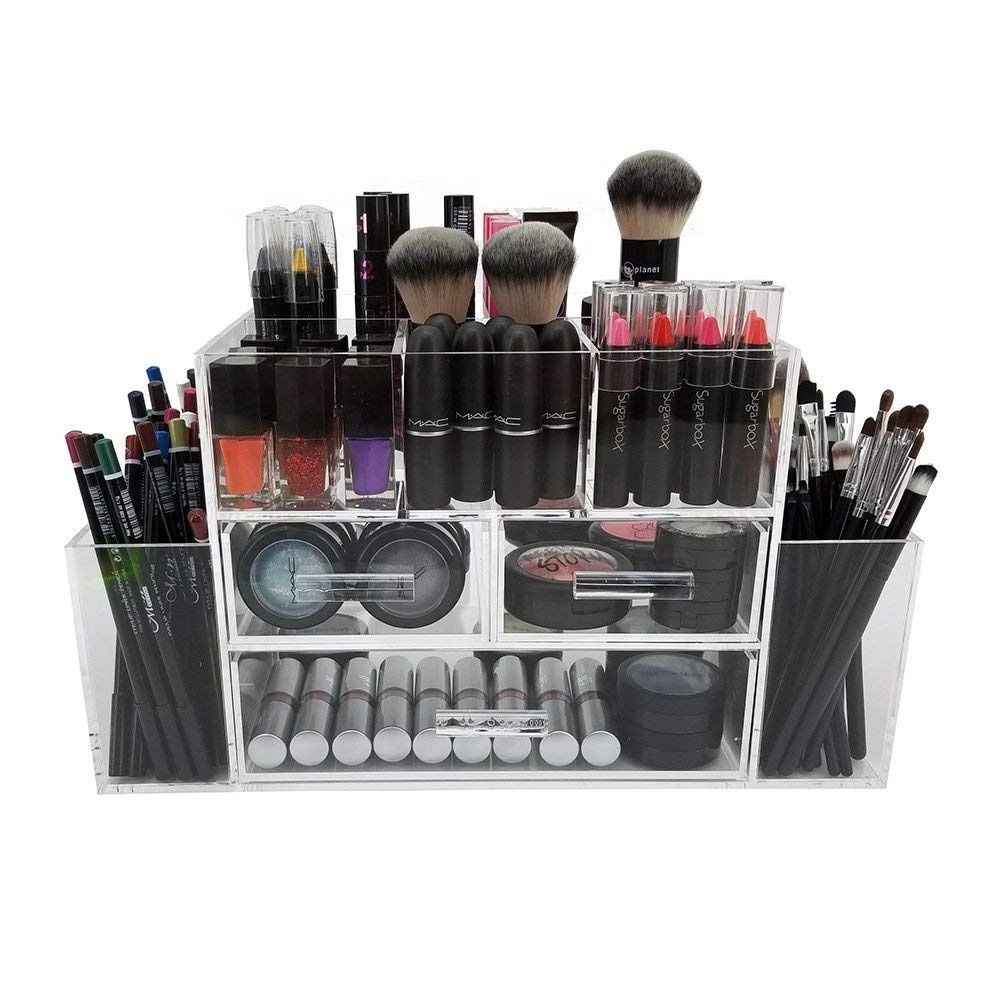 3 Layer Acrylic Makeup Cosmetic Organizer Lucite Vanity Desktop Cosmetic Organizer with Size Caddy  Storage Organizer