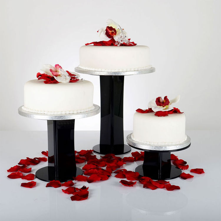 Black Acrylic Cake Stand Wedding Cake Tools Set Round Black Acrylic Server Dessert Display Riser Wedding Cake Cupcake Stand