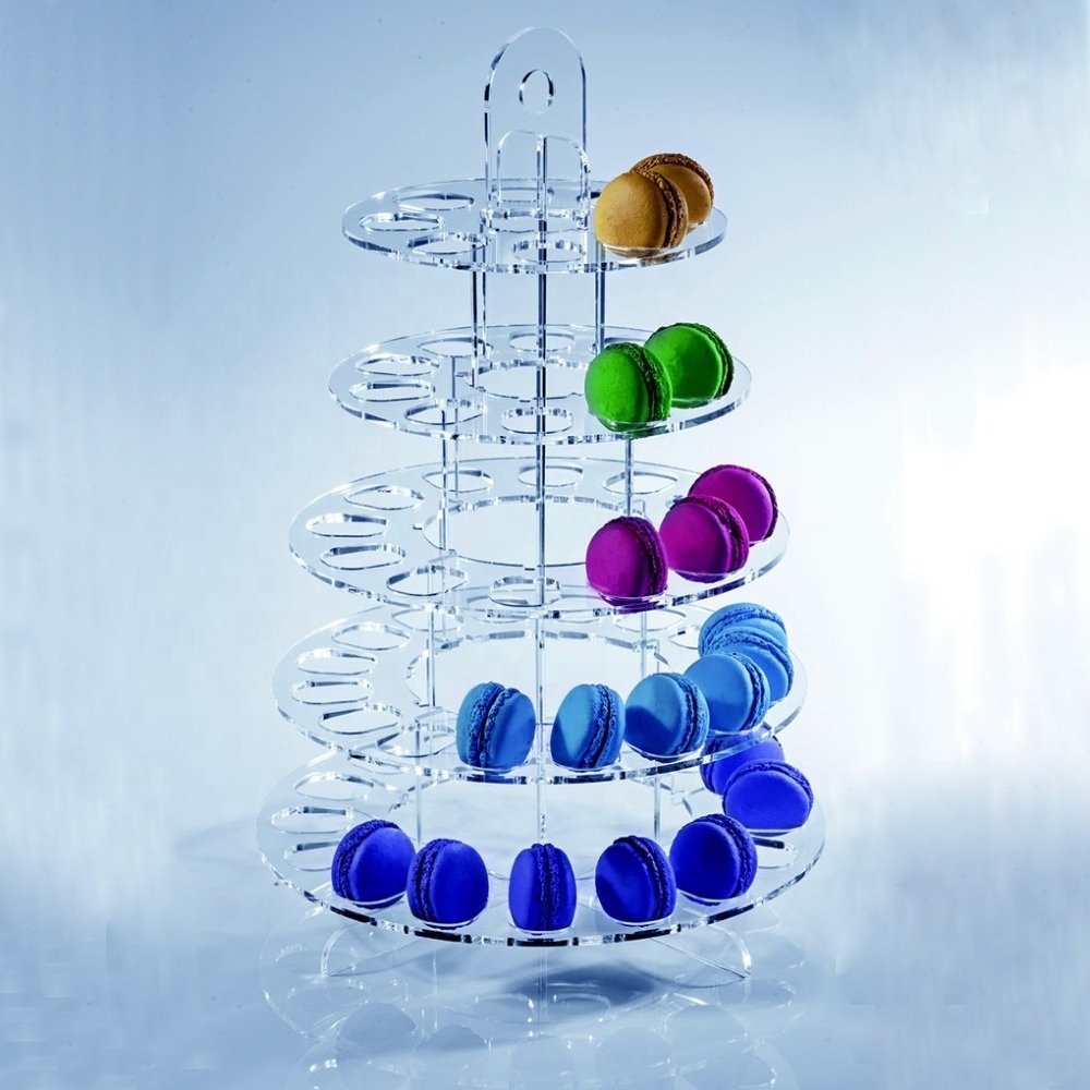 5 Tiers Acrylic Macaron Stand Plastic Macaron Tower Stand 5 Tiered Clear Acrylic Display Stand Macaron Pyramid Rack