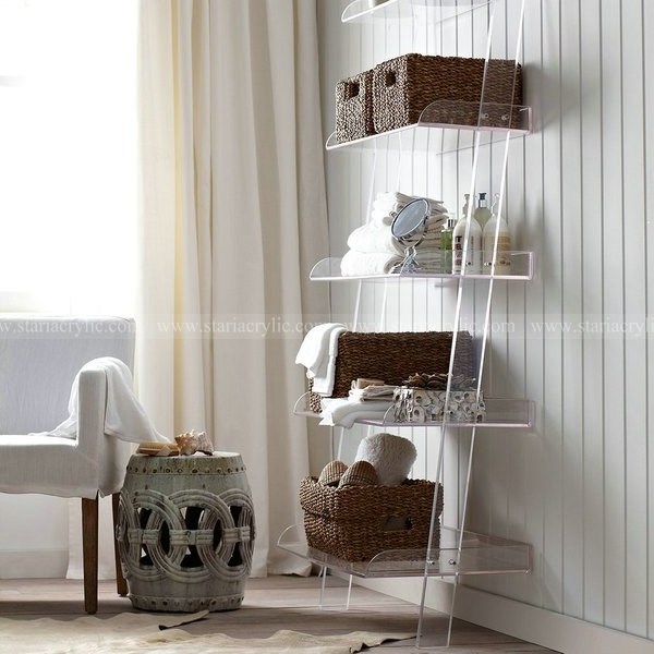 Acrylic Leaning Bookshelf, Acrylic Display Shelf for Towel Art book Cosmetic, Clear Acrylic Storage Tray for Home