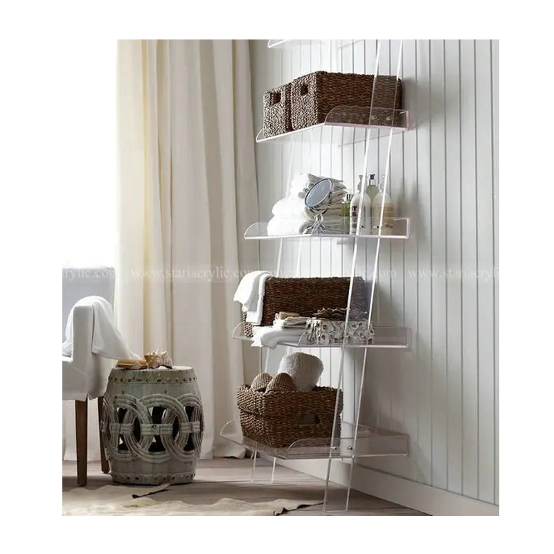 Acrylic Leaning Bookshelf, Acrylic Display Shelf for Towel Art book Cosmetic, Clear Acrylic Storage Tray for Home