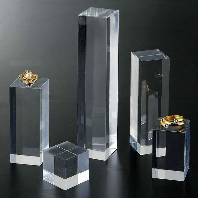 Polished Acrylic Solid Block Risers, Rectangle Acrylic Solid Cube Display Stands, Jewelry Display Block Holder