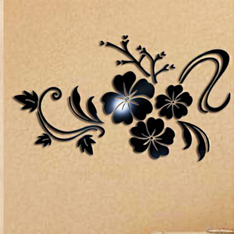 Flower 3D Acrylic Wall Stickers Acrylic Bed Room Mirror Wall Sticker Gold Mirror Wall Sticker for Interior Decoration