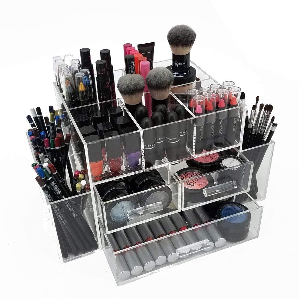 3 Layer Acrylic Makeup Cosmetic Organizer Lucite Vanity Desktop Cosmetic Organizer with Size Caddy  Storage Organizer